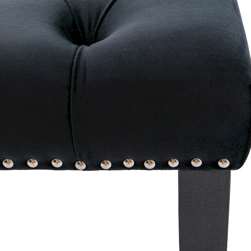 Tufted Storage Bench with Velvet Cushion