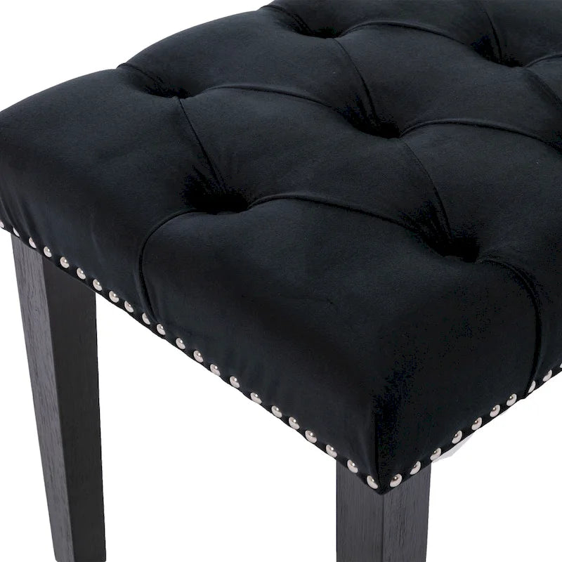 Tufted Storage Bench with Velvet Cushion