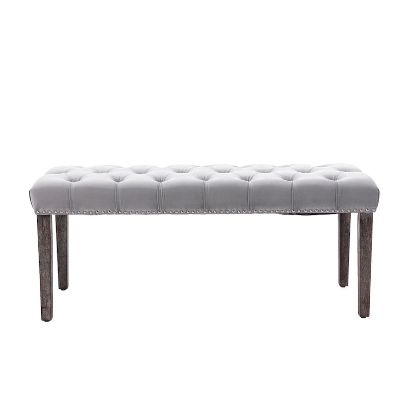 Tufted Storage Bench with Velvet Cushion