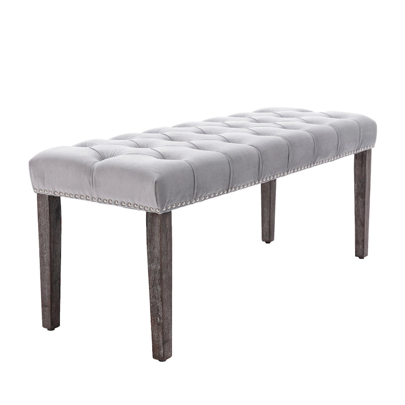 Tufted Storage Bench with Velvet Cushion