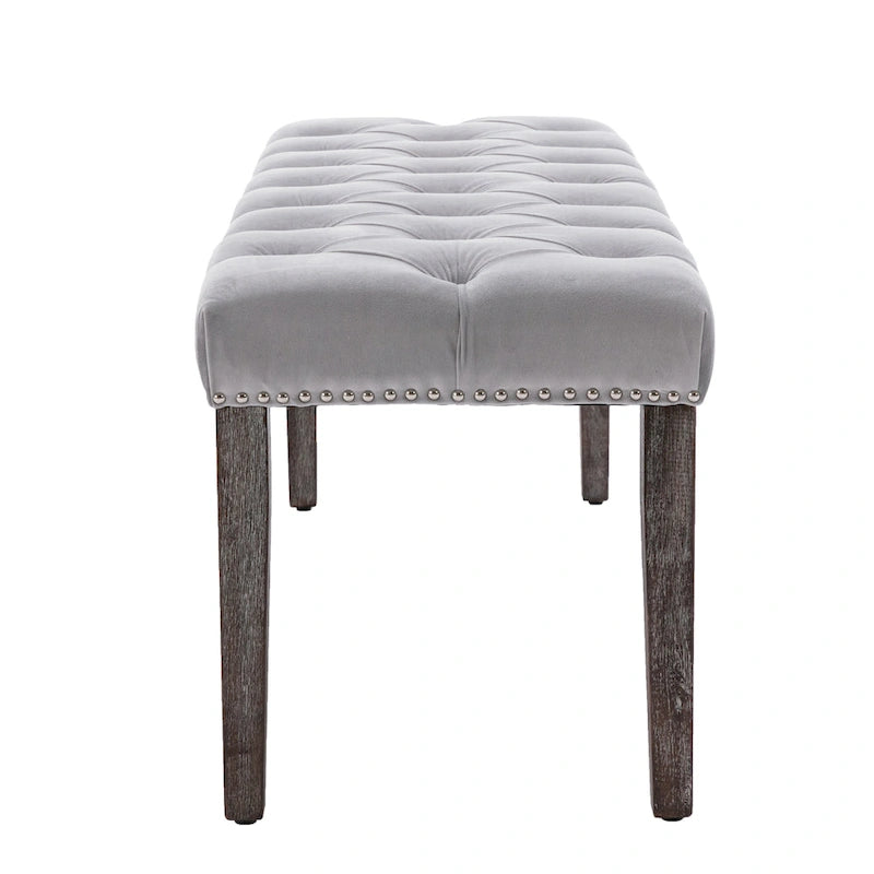 Tufted Storage Bench with Velvet Cushion