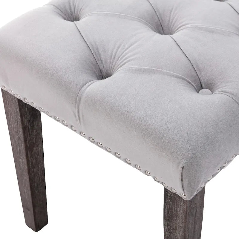 Tufted Storage Bench with Velvet Cushion