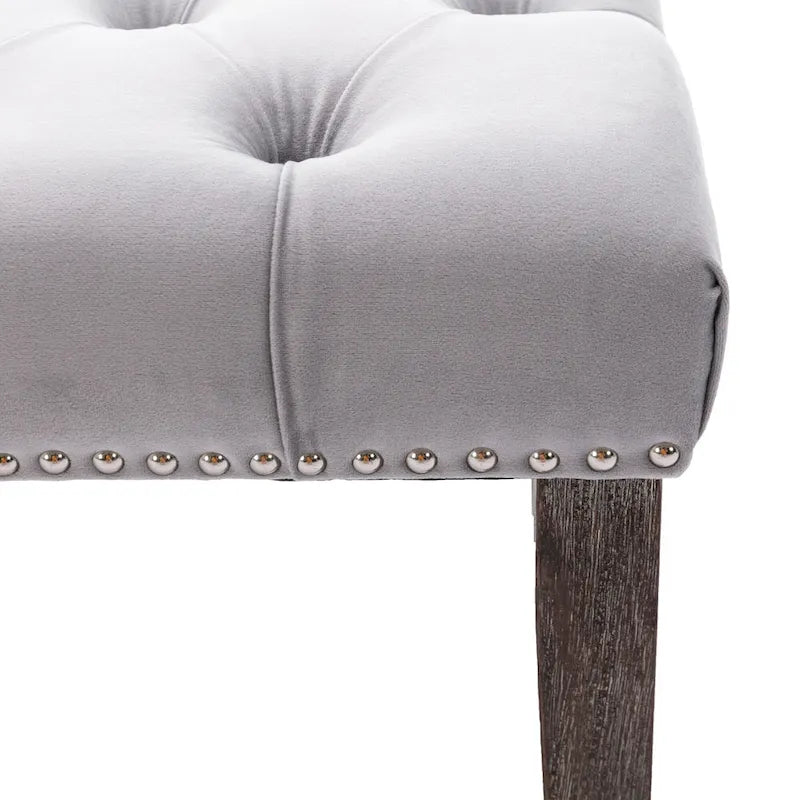 Tufted Storage Bench with Velvet Cushion