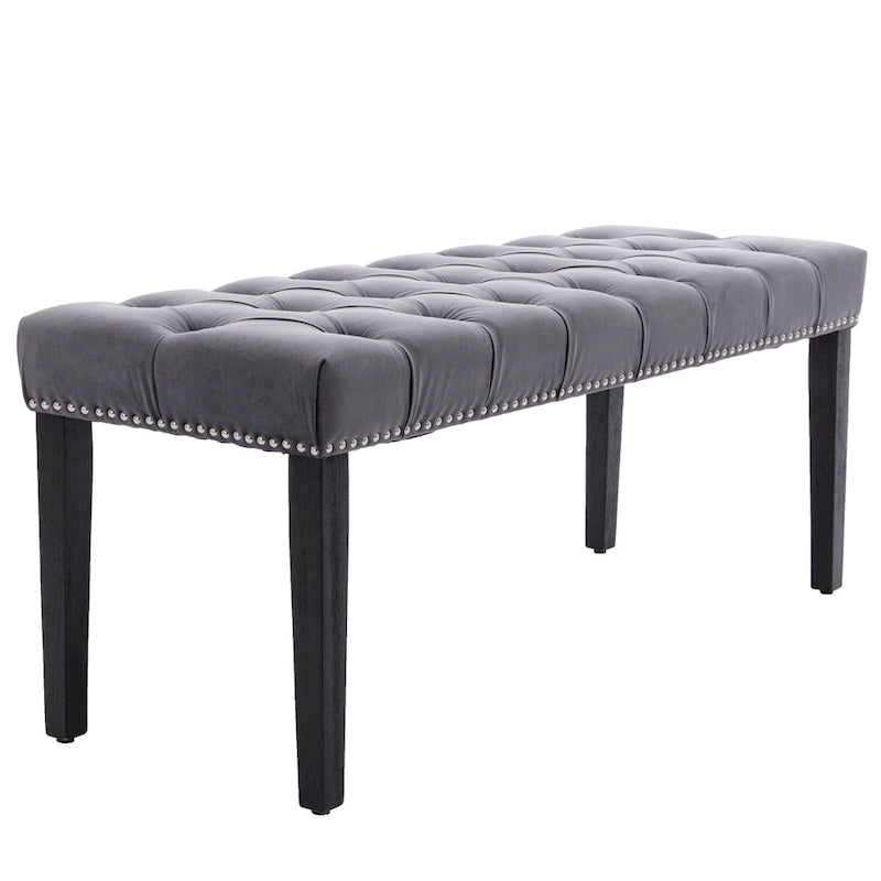 Tufted Storage Bench with Velvet Cushion