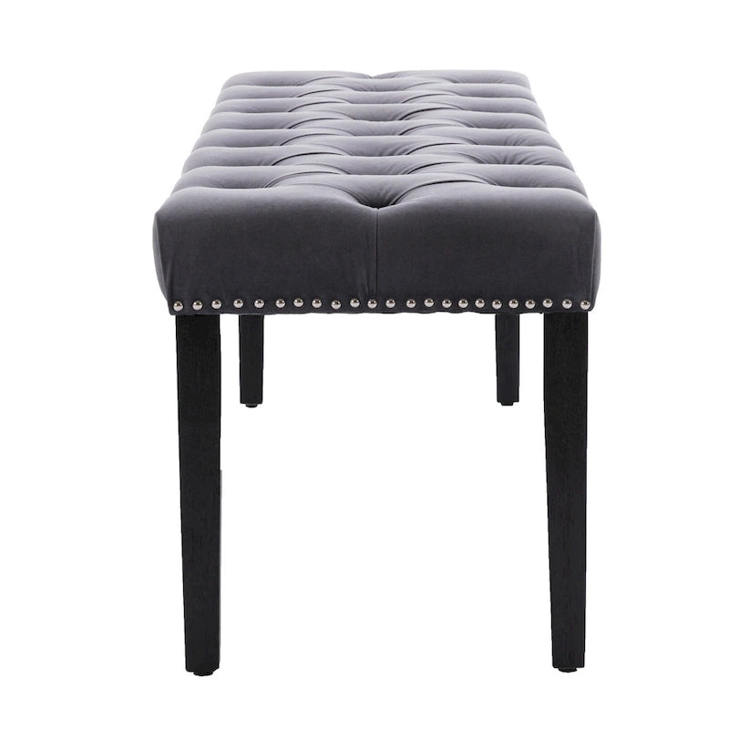 Tufted Storage Bench with Velvet Cushion