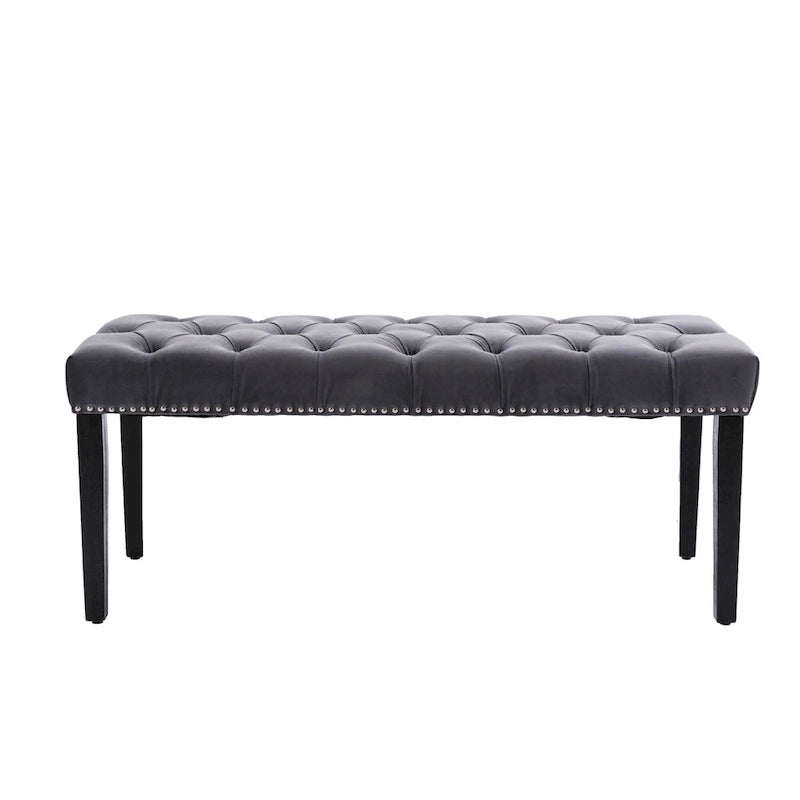 Tufted Storage Bench with Velvet Cushion
