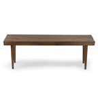 Slatted Wooden Bench with Walnut Finish