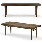 Slatted Wooden Bench with Walnut Finish