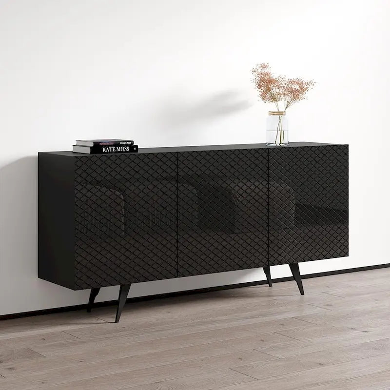 63-Inch Modern Sideboard with High Gloss Fronts