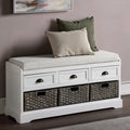 Wood Storage Bench with Drawers and Baskets