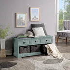 Wood Storage Bench with Drawers and Baskets