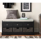 Wood Storage Bench with Drawers and Baskets