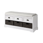 Wood Storage Bench with Drawers and Baskets