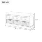 Wood Storage Bench with Drawers and Baskets