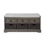 Wood Storage Bench with Drawers and Baskets