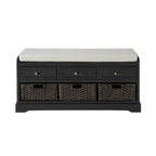Wood Storage Bench with Drawers and Baskets