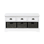Wood Storage Bench with Drawers and Baskets