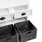 Wood Storage Bench with Drawers and Baskets