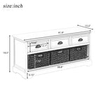 Wood Storage Bench with Drawers and Baskets