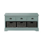 Wood Storage Bench with Drawers and Baskets