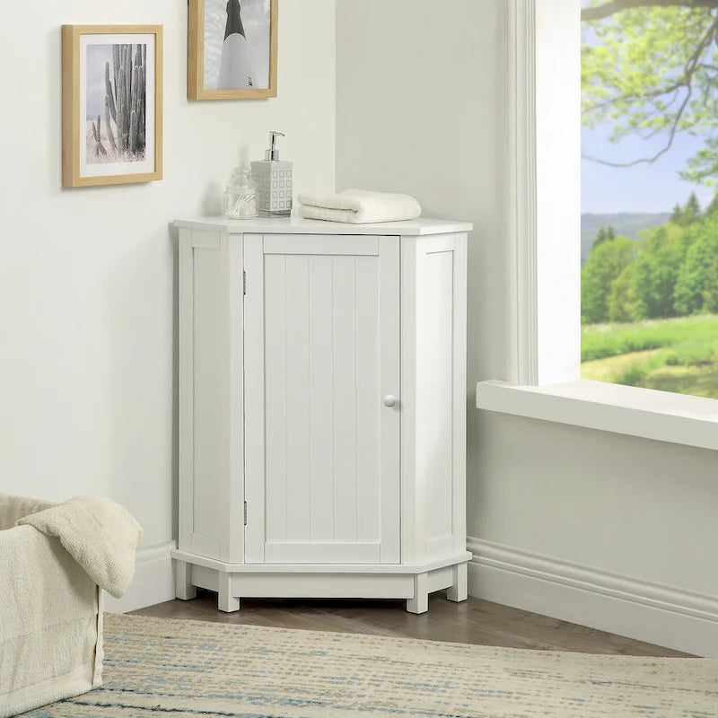 Triangle Corner Bathroom Storage Cabinet with Adjustable Shelf