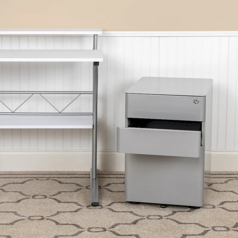 3-Drawer Mobile Filing Cabinet with Lock and Casters