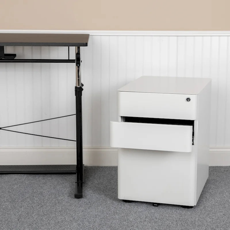 3-Drawer Mobile Filing Cabinet with Lock and Casters