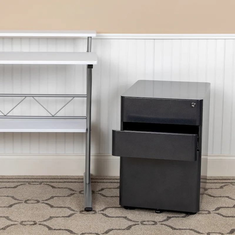 3-Drawer Mobile Filing Cabinet with Lock and Casters