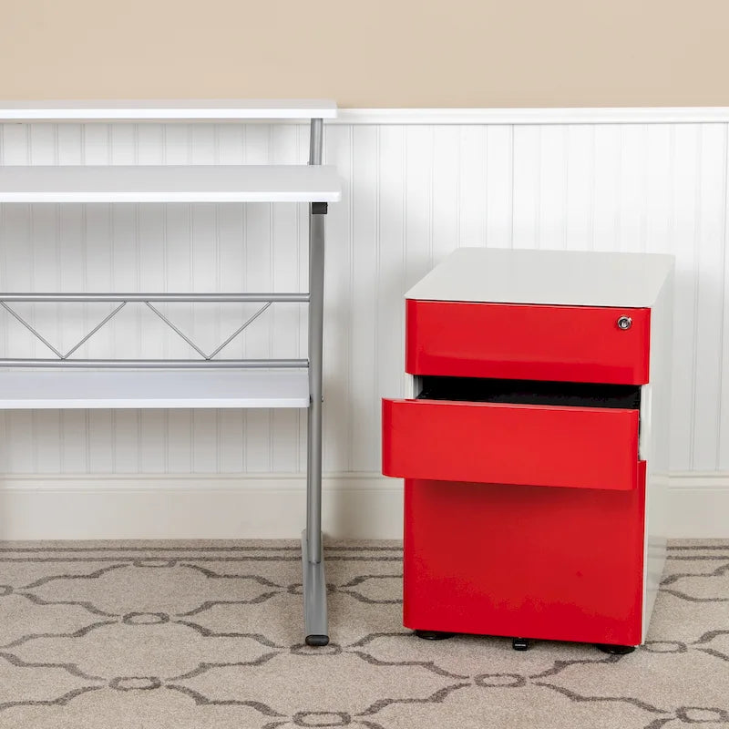 3-Drawer Mobile Filing Cabinet with Lock and Casters