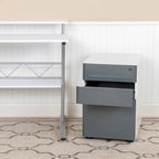 Modern 3-Drawer Mobile Locking Filing Cabinet Storage Organizer