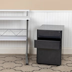 3-Drawer Mobile Filing Cabinet with Lock and Casters