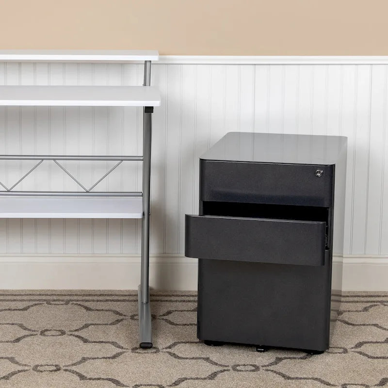 3-Drawer Mobile Filing Cabinet with Lock and Casters