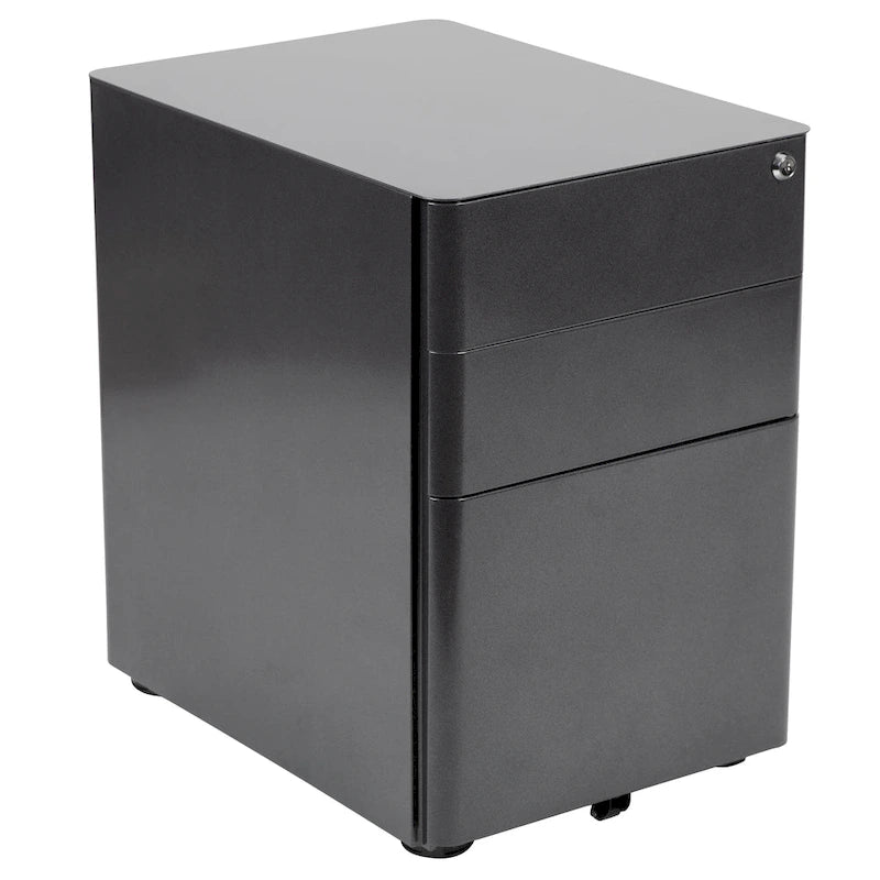 3-Drawer Mobile Filing Cabinet with Lock and Casters