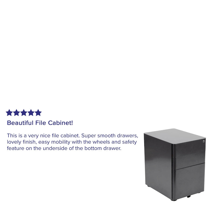 3-Drawer Mobile Filing Cabinet with Lock and Casters