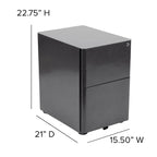 3-Drawer Mobile Filing Cabinet with Lock and Casters