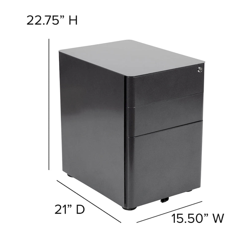 3-Drawer Mobile Filing Cabinet with Lock and Casters