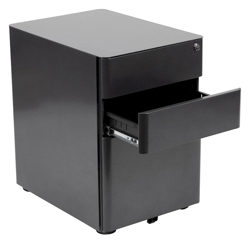 3-Drawer Mobile Filing Cabinet with Lock and Casters