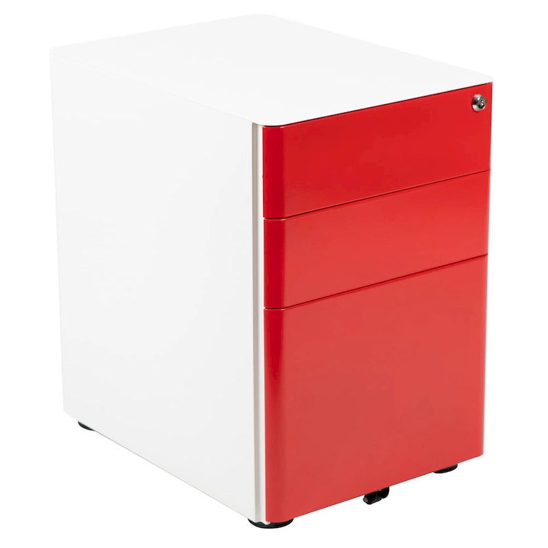 3-Drawer Mobile Filing Cabinet with Lock and Casters