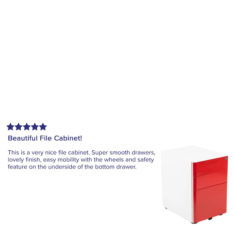 3-Drawer Mobile Filing Cabinet with Lock and Casters