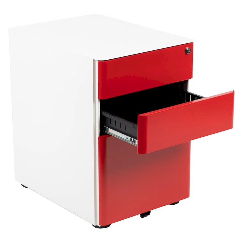 3-Drawer Mobile Filing Cabinet with Lock and Casters