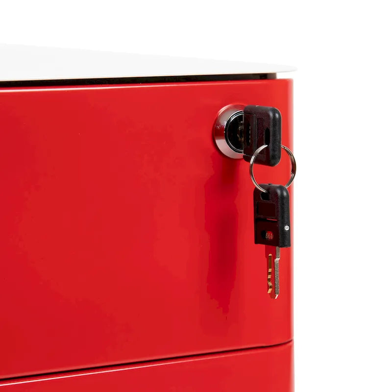 3-Drawer Mobile Filing Cabinet with Lock and Casters