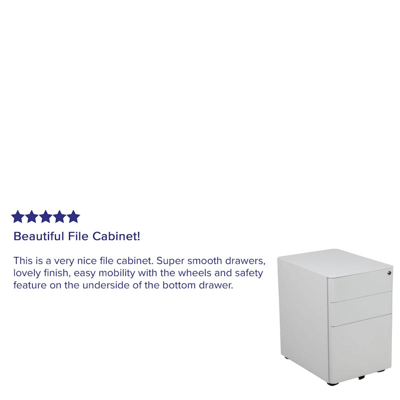 3-Drawer Mobile Filing Cabinet with Lock and Casters
