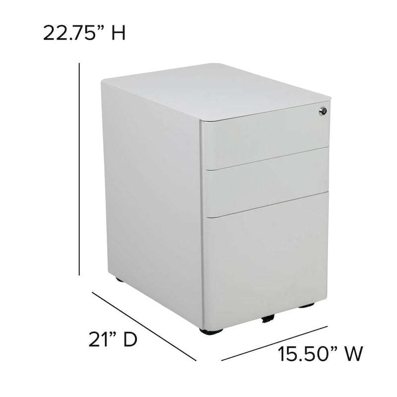 3-Drawer Mobile Filing Cabinet with Lock and Casters