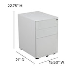 3-Drawer Mobile Filing Cabinet with Lock and Casters