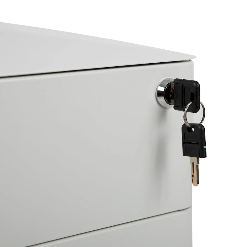 3-Drawer Mobile Filing Cabinet with Lock and Casters