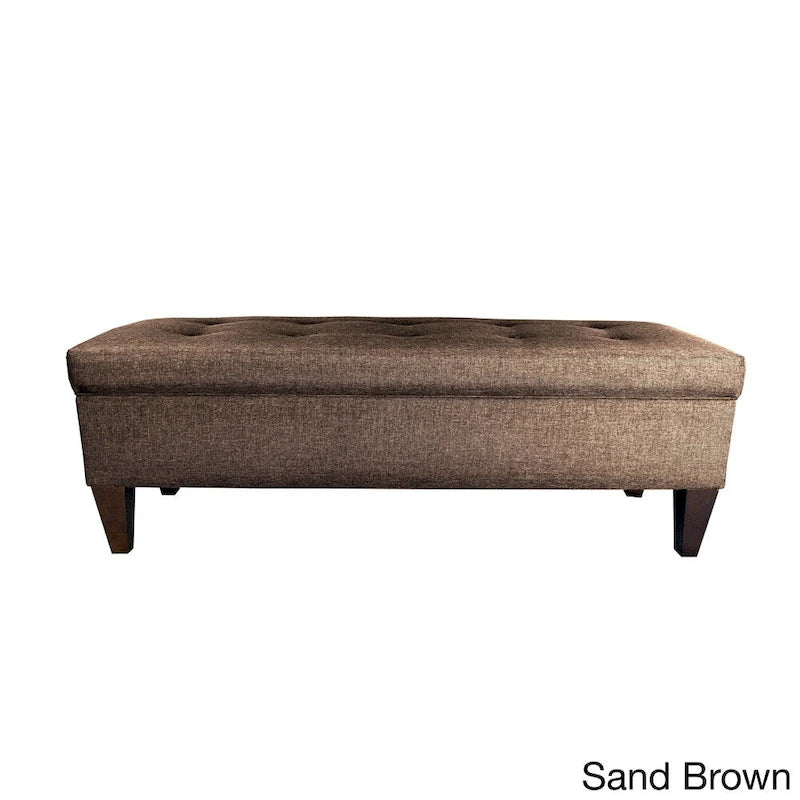 10-Button Tufted Upholstered Storage Bench Ottoman
