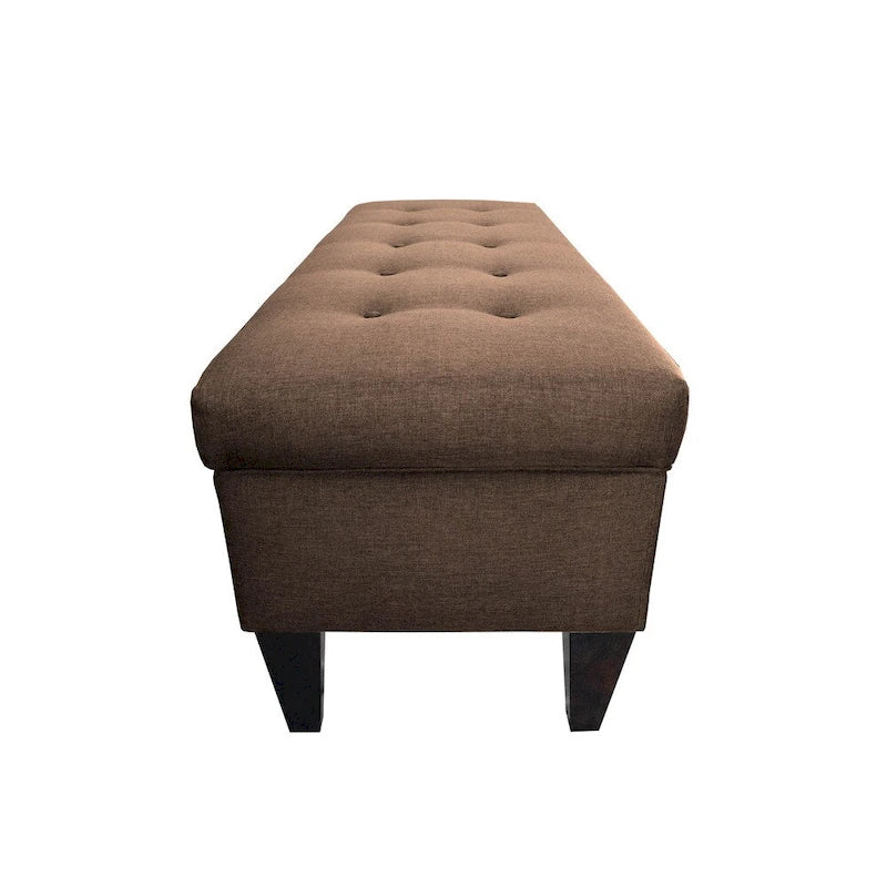 10-Button Tufted Upholstered Storage Bench Ottoman
