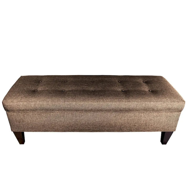 10-Button Tufted Upholstered Storage Bench Ottoman