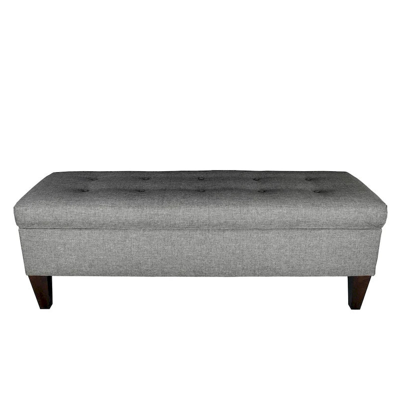 10-Button Tufted Upholstered Storage Bench Ottoman