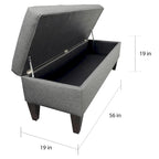 10-Button Tufted Upholstered Storage Bench Ottoman